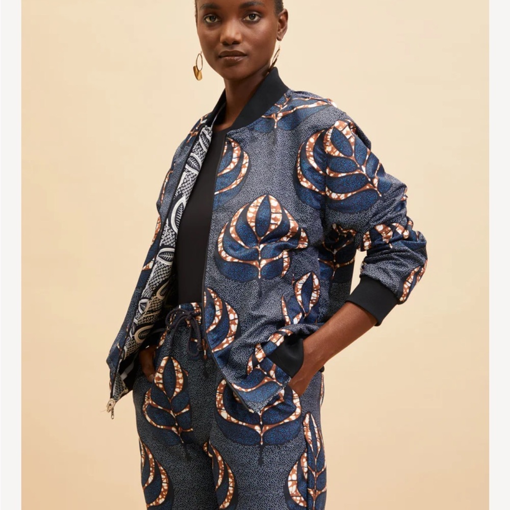 Mille Collines Blue and Gold Women's Bomber Jacket